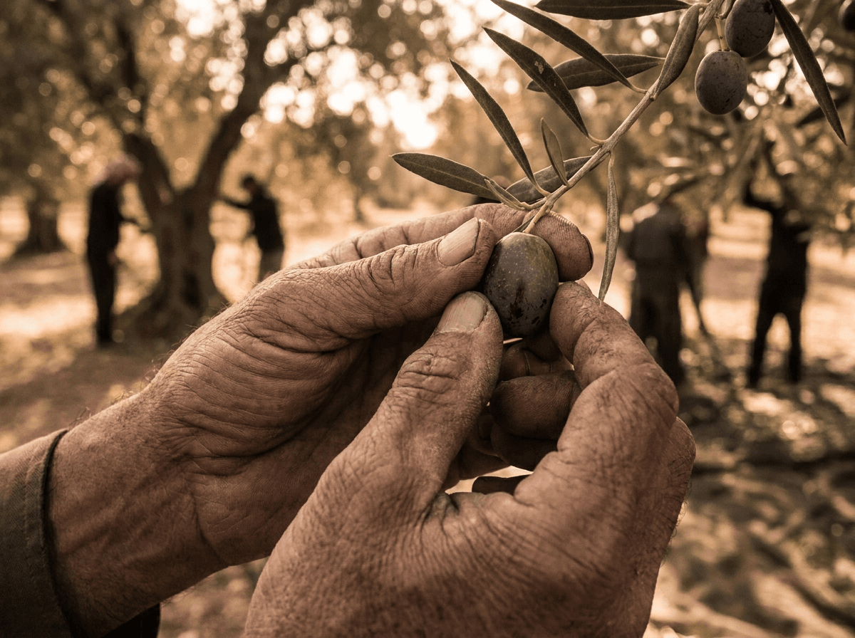 Handpicking olives in Siwa Oasis
